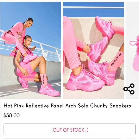 PLT Hot Pink Reflective Chunky Sneakers - Picture 2 of 5